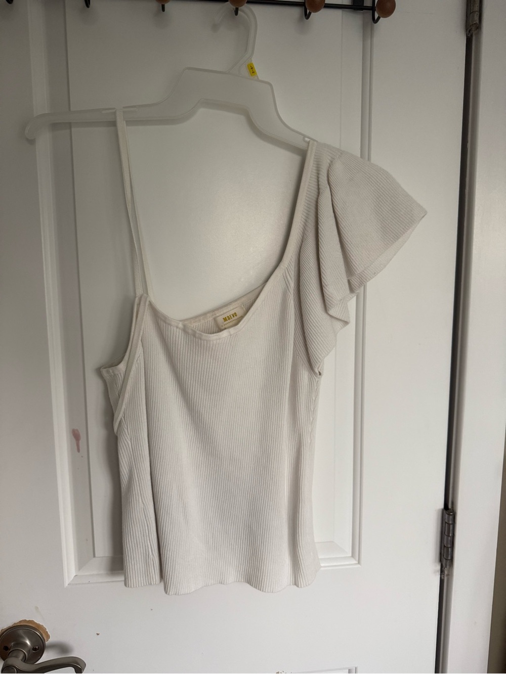 Anthropologie One-Shoulder Ribbed Camisole - Cream
